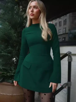 Minimalist Long Sleeve Mini Bodycon Dress For Women 2026