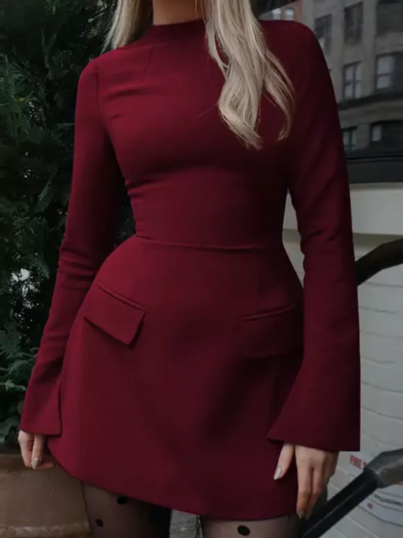 Minimalist Long Sleeve Mini Bodycon Dress For Women 2026