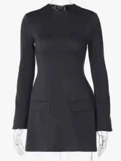 Minimalist Long Sleeve Mini Bodycon Dress For Women 2026