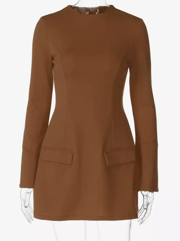 Minimalist Long Sleeve Mini Bodycon Dress For Women 2026