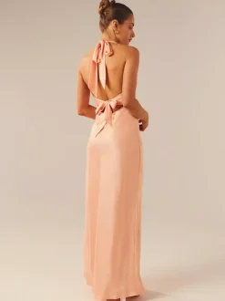 Minimalist Halter Maxi Dress For Women - Deep V Neck Backless Sleevless Long Gown - Summer Cocktail Evening 2026