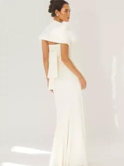 Minimalist Scarf Neck Strapless Dress For Women - Elegant Mermaid Maxi Gown - Spring Formal Evening Gala 2026