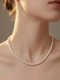 Minimalist Uniform Pearl Choker Adjustable Extension Chain Gentle Commute Necklace
