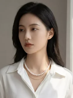 Minimalist Uniform Pearl Choker Adjustable Extension Chain Gentle Commute Necklace