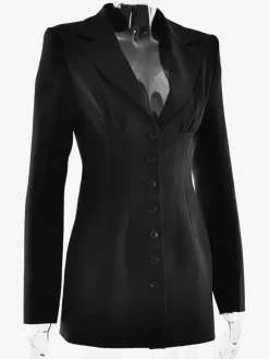 Modern Blazer Padded Shoulder Ruched Bodycon Mini Dress For Women 2026