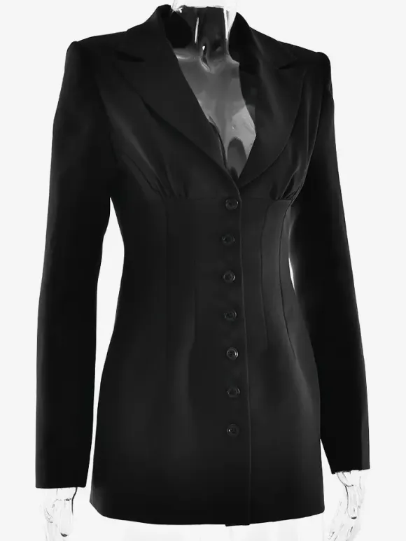 Modern Blazer Padded Shoulder Ruched Bodycon Mini Dress For Women 2026