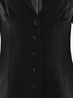 Modern Blazer Padded Shoulder Ruched Bodycon Mini Dress For Women 2026