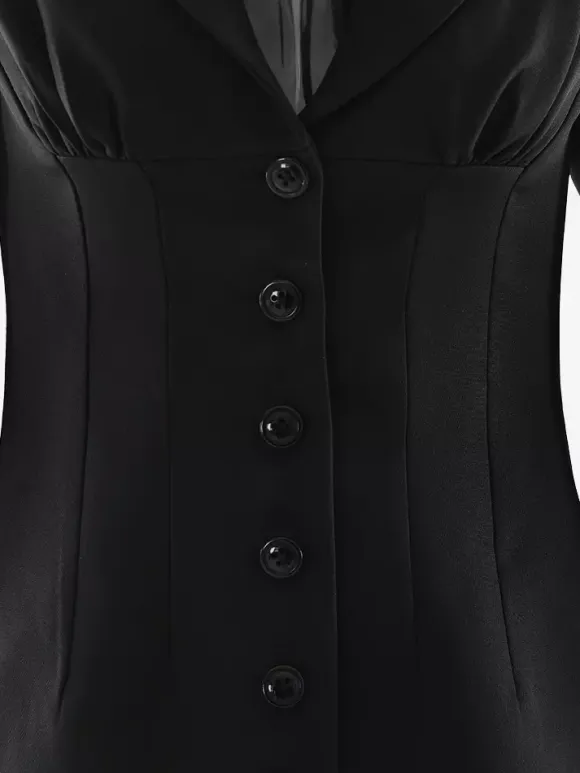 Modern Blazer Padded Shoulder Ruched Bodycon Mini Dress For Women 2026