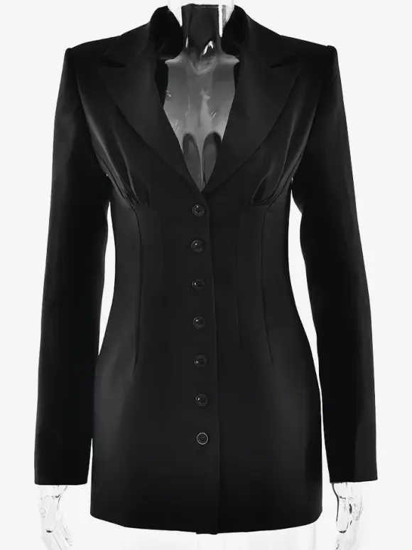 Modern Blazer Padded Shoulder Ruched Bodycon Mini Dress For Women 2026