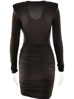 Modern Ruched Mini Dress With Deep V Neck For Women 2026