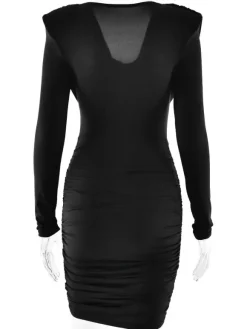 Modern Ruched Mini Dress With Deep V Neck For Women 2026