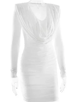 Modern Ruched Mini Dress With Deep V Neck For Women 2026
