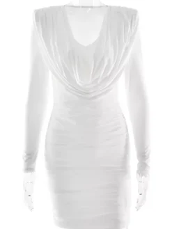 Modern Ruched Mini Dress With Deep V Neck For Women 2026