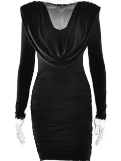Modern Ruched Mini Dress With Deep V Neck For Women 2026