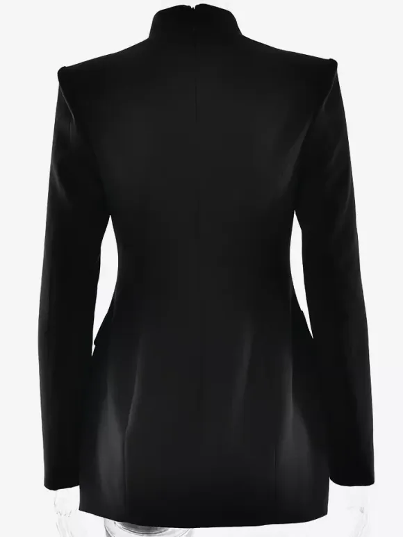 Modern Structured Button Up Slim Blazer Mini Dress For Women 2026