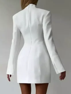Modern Structured Button Up Slim Blazer Mini Dress For Women 2026