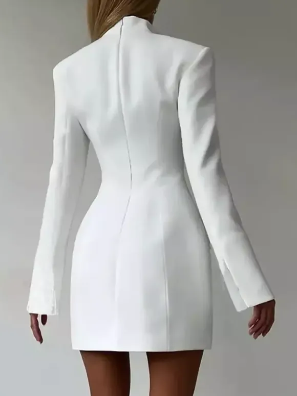 Modern Structured Button Up Slim Blazer Mini Dress For Women 2026