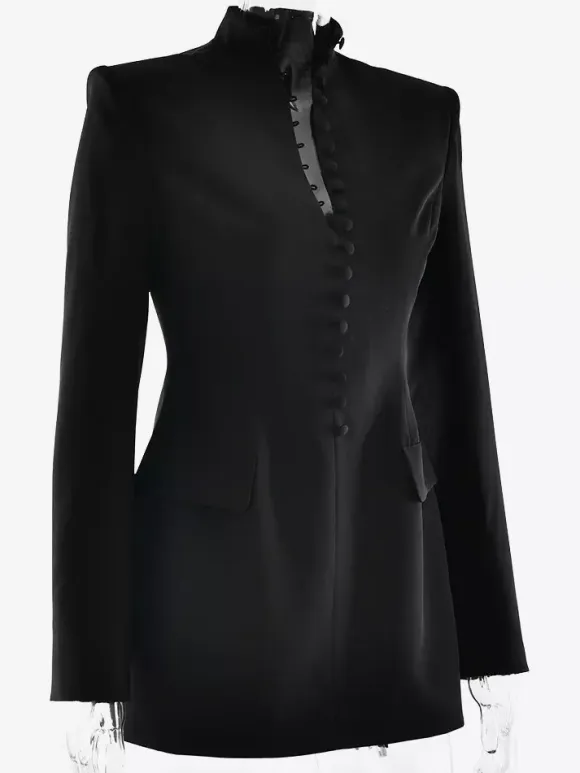 Modern Structured Button Up Slim Blazer Mini Dress For Women 2026
