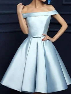 Modern With Homecoming Dress Short A-Line Bateau Neck Satin Party Dresses