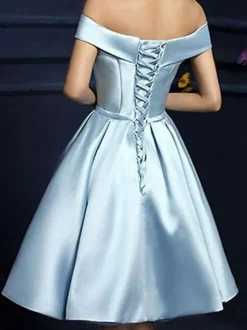 Modern With Homecoming Dress Short A-Line Bateau Neck Satin Party Dresses