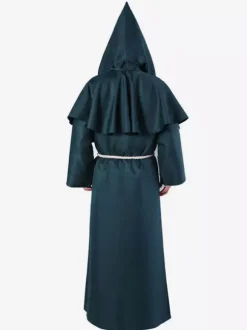 Monk Carnival Costume Middle Ages Hooded Men Robe Burgundy