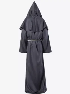 Monk Carnival Costume Middle Ages Hooded Men Robe Burgundy