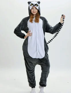 Monkey Kigurumi Onesie Adults Pajamas Flannel Deep Gray Long Winter Sleepwear Unisex Animal Costume Halloween onesie pajamas