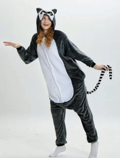 Monkey Kigurumi Onesie Adults Pajamas Flannel Deep Gray Long Winter Sleepwear Unisex Animal Costume Halloween onesie pajamas
