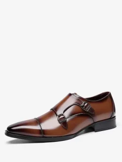 Monk Shoes For Men Quality Square Toe Buckle Monk Strap Prom Wedding Shoes