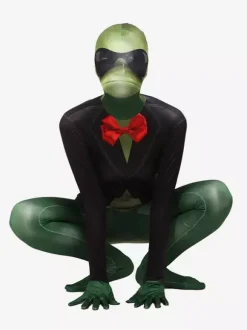 Monster Zentai Suits Adults Zentai Frog Suit Sexy Green Lycra Spandex Color Block Animal Full Body Costumes