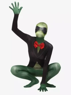 Monster Zentai Suits Adults Zentai Frog Suit Sexy Green Lycra Spandex Color Block Animal Full Body Costumes