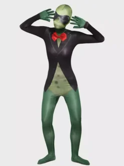 Monster Zentai Suits Adults Zentai Frog Suit Sexy Green Lycra Spandex Color Block Animal Full Body Costumes