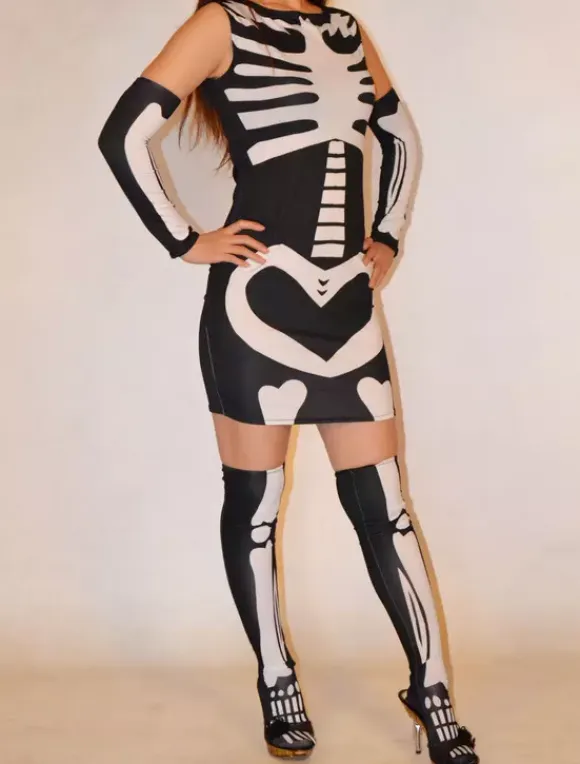 Monster Zentai Suits Black Human Skeleton Lycra Spandex Women's Catsuit