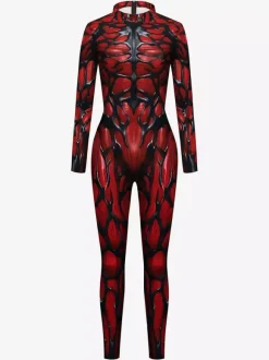 Monster Zentai Suits Jumpsuit For Women Dark Green Leotard Print Pattern Skeleton Scary Lycra Spandex Catsuit Zentai
