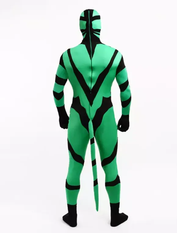 Monster Zentai Suits Green And Black Animal Style Lycra Spandex Fabric Zentai Suit Unisex Full Body Suit