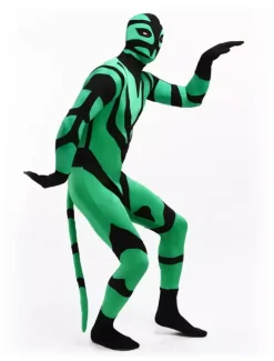 Monster Zentai Suits Green And Black Animal Style Lycra Spandex Fabric Zentai Suit Unisex Full Body Suit