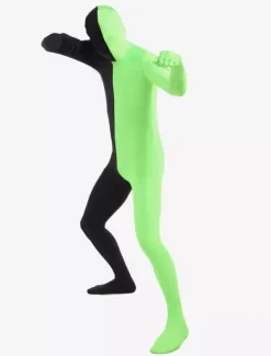 Morph Suit Black and Green Lycra Spandex Fabric Zentai Suit Unisex Full Body Suit