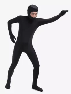 Morph Suit Black Lycra Spandex Fabric Catsuit with Face Opened Men's Body Suit