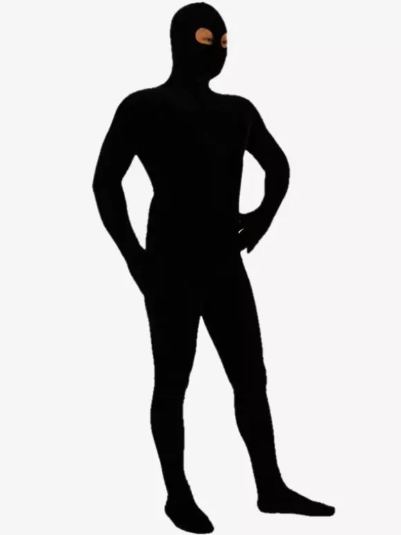 Morph Suit Black Lycra Spandex Catsuit with Eyes Opened