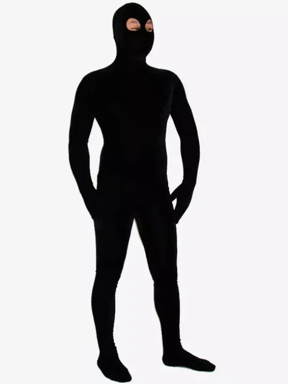 Morph Suit Black Lycra Spandex Catsuit with Eyes Opened