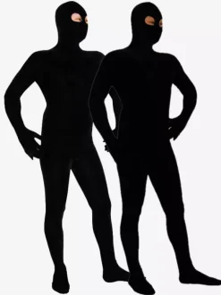 Morph Suit Black Lycra Spandex Catsuit with Eyes Opened