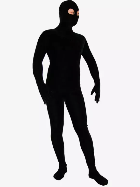 Morph Suit Black Lycra Spandex Catsuit with Eyes Opened