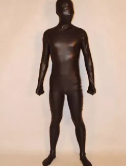 Morph Suit Black Shiny Metallic Fabric Zentai Suit Unisex Full Body Suit