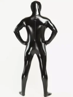 Morph Suit Black Unisex Open Mouth And Eyes Designed PVC BodySuit Clothes Costumes