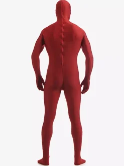 Morph Suit Dark Red Zentai Suit Lycra Spandex Bodysuit with Face Opened