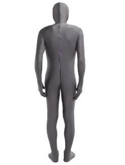 Morph Suit Gray Lycra Spandex Fabric Catsuit with Face Opened Men's Body Suit