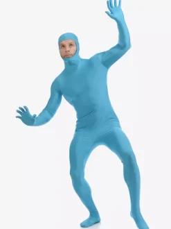 Morph Suit Light Sky Blue Open Face Zentai Suit Lycra Spandex Bodysuit Morphsuits
