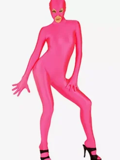 Morph Suit Magenta Lycra Spandex Catsuit with Mouth and Eyes Opened