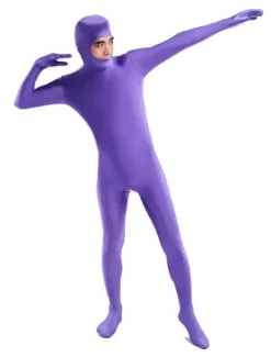 Morph Suit Purple Lycra Spandex Fabric Catsuit with Face Opened Men's Body Suit