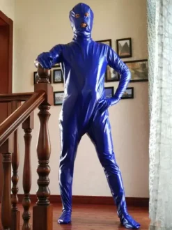 Morph Suit Royal Blue Unisex Open Mouth And Eyes Designed PVC BodySuit Clothes Costumes